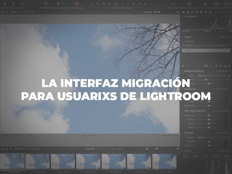 La interfaz Migración para usuari@s de Lightroom