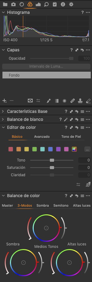 claridad en capture one punto de partida