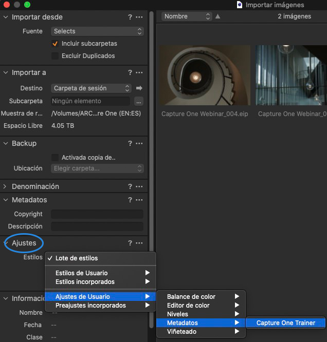 primeros pasos con capture one