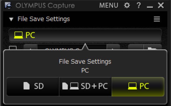 almacenamiento tethering pc olympus capture